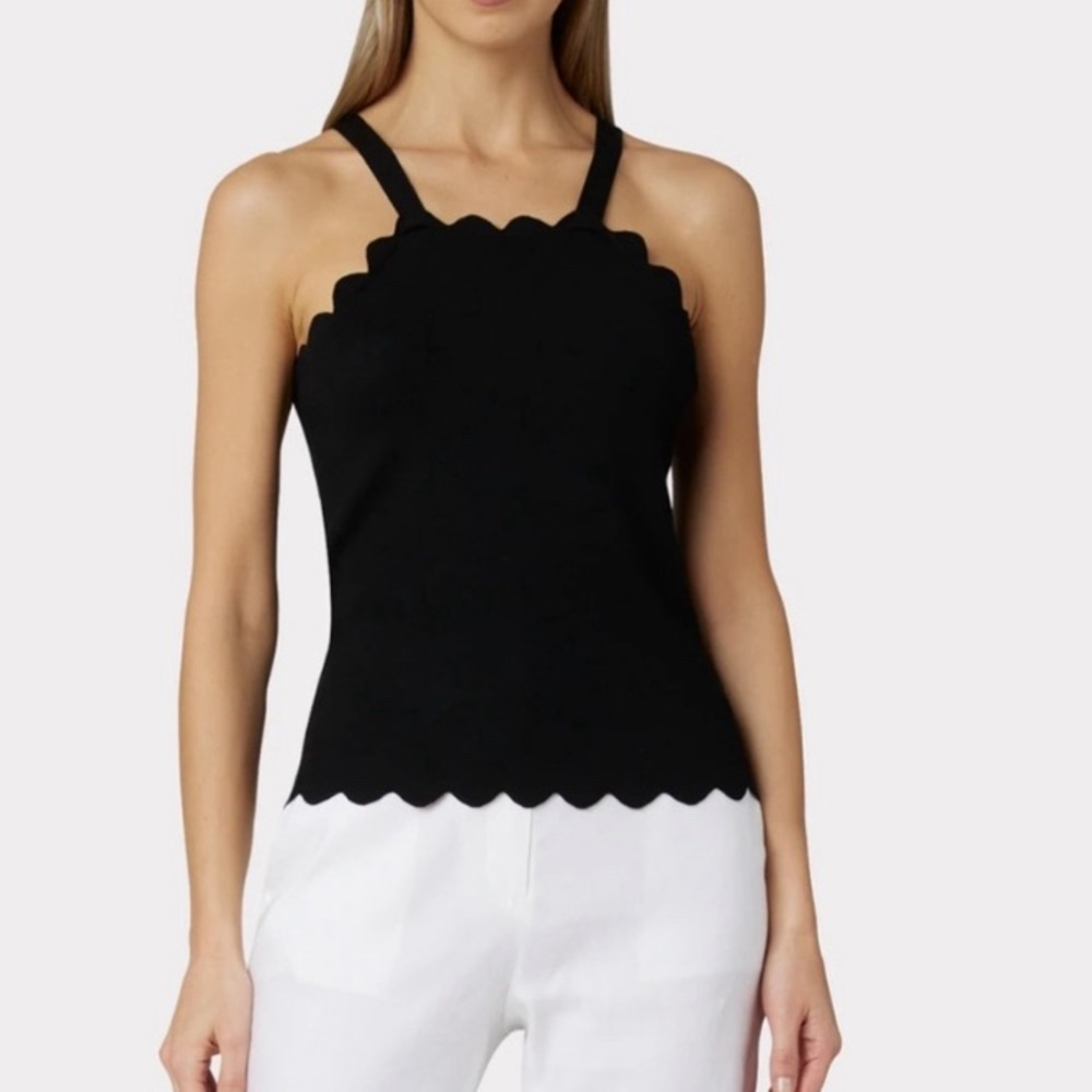 Milly Black Scallop Trim Tank Top